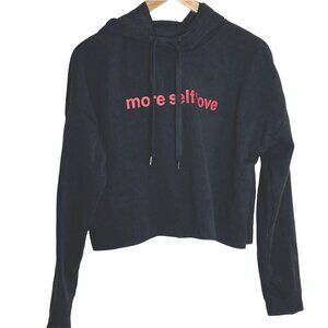 Rue21 Cropped Hoodie Black Red More Self Love Graphic Sweatshirt Medium